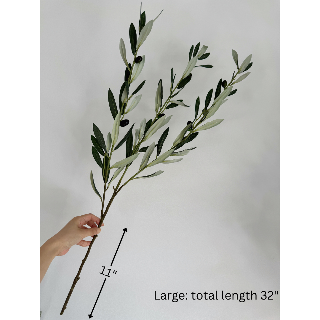 Two Sizes Green Olive Leaf Branch