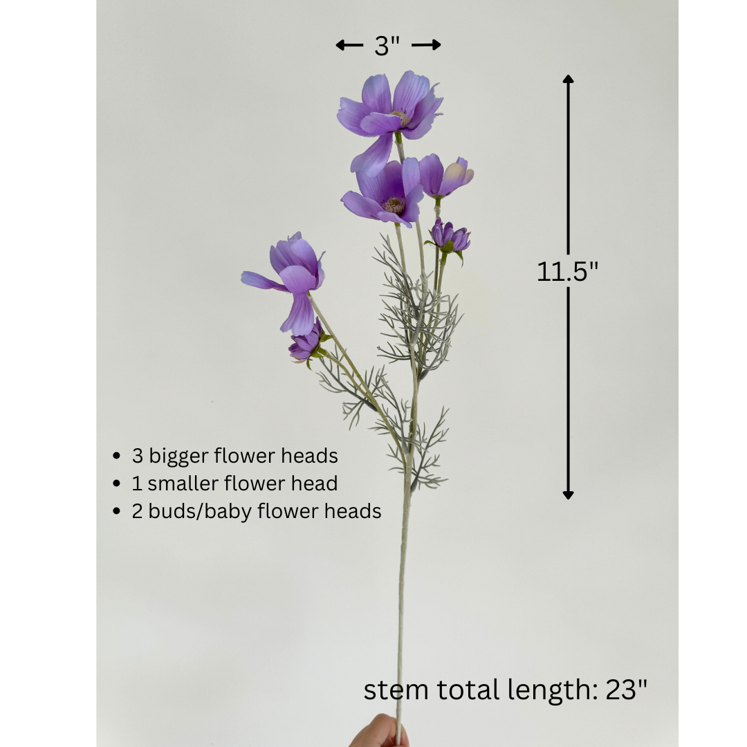 23" 6-Head Cosmos Wild Flower Stem