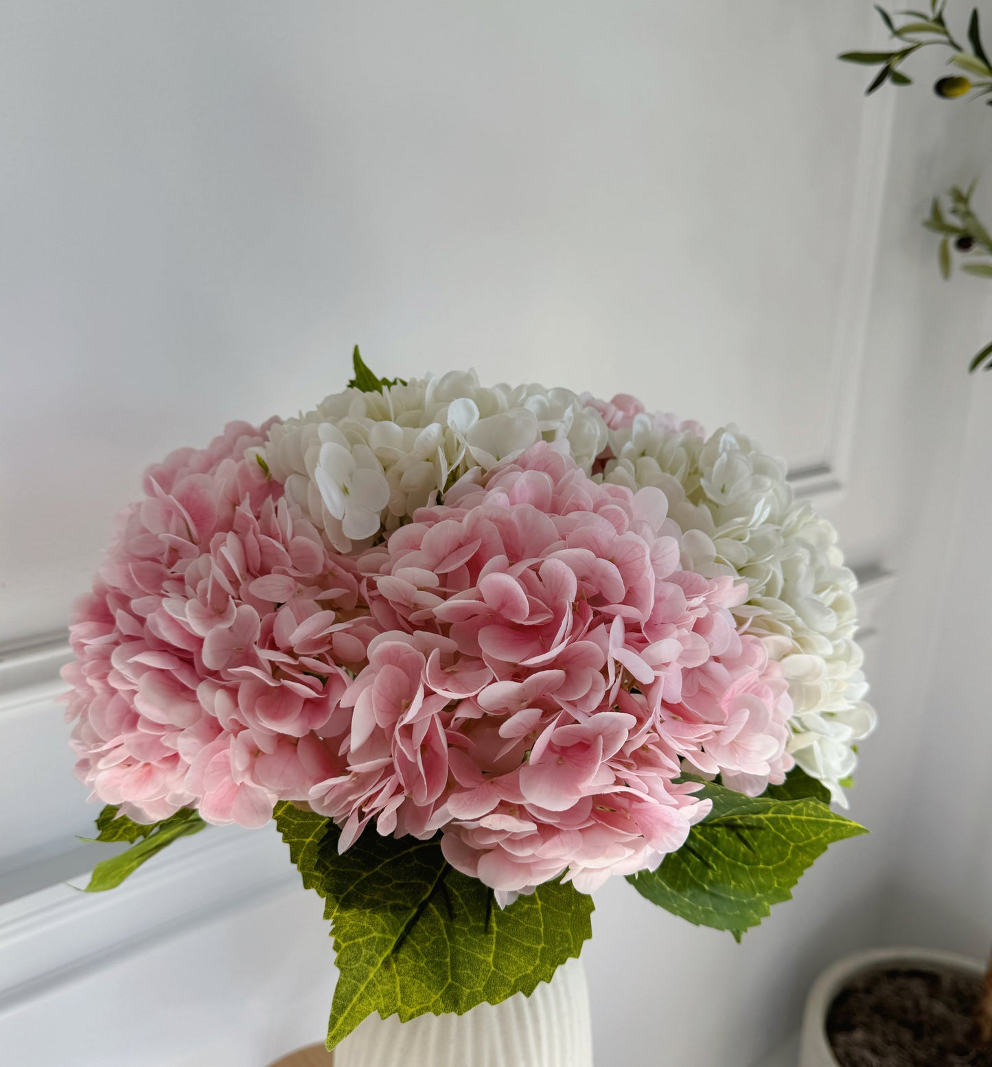 Real Touch Hydrangea Stem High Quality Realistic Artificial Hydrangea Flower Faux Pink Hydrangea