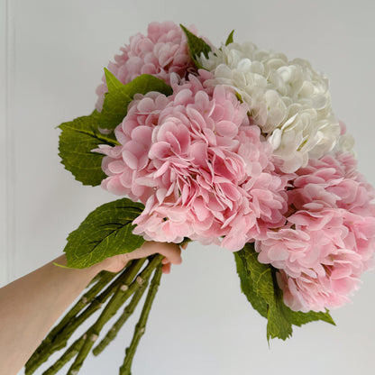 Real Touch Hydrangea Stem High Quality Realistic Artificial Hydrangea Flower Faux Pink Hydrangea