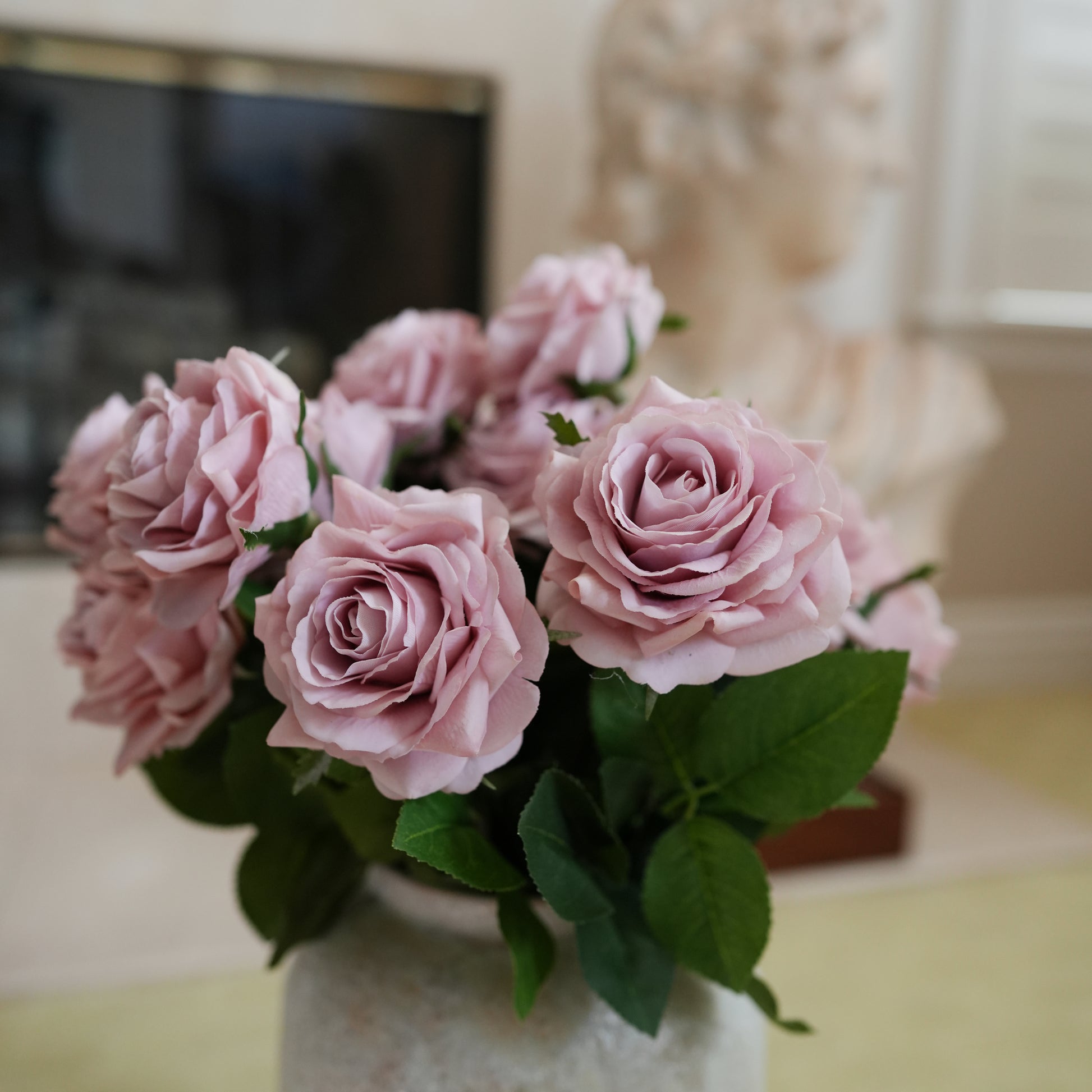 Stunning Artificial Real Touch Rose Bouquet Realistic Faux Roses Fake Flowers for Gifting for Home Decor Valentine's Day Gift Birthday Gift Flower Bouquet in Pink Roses Mother's Day Gift Present for Her