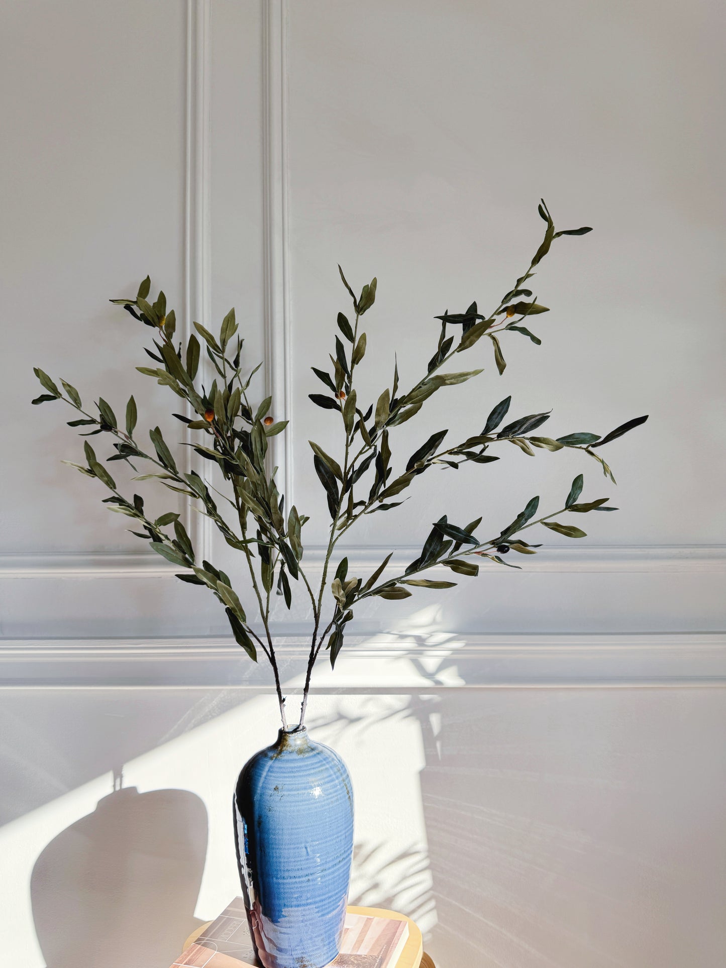 44" Grey-Green Olive Leaf Branch