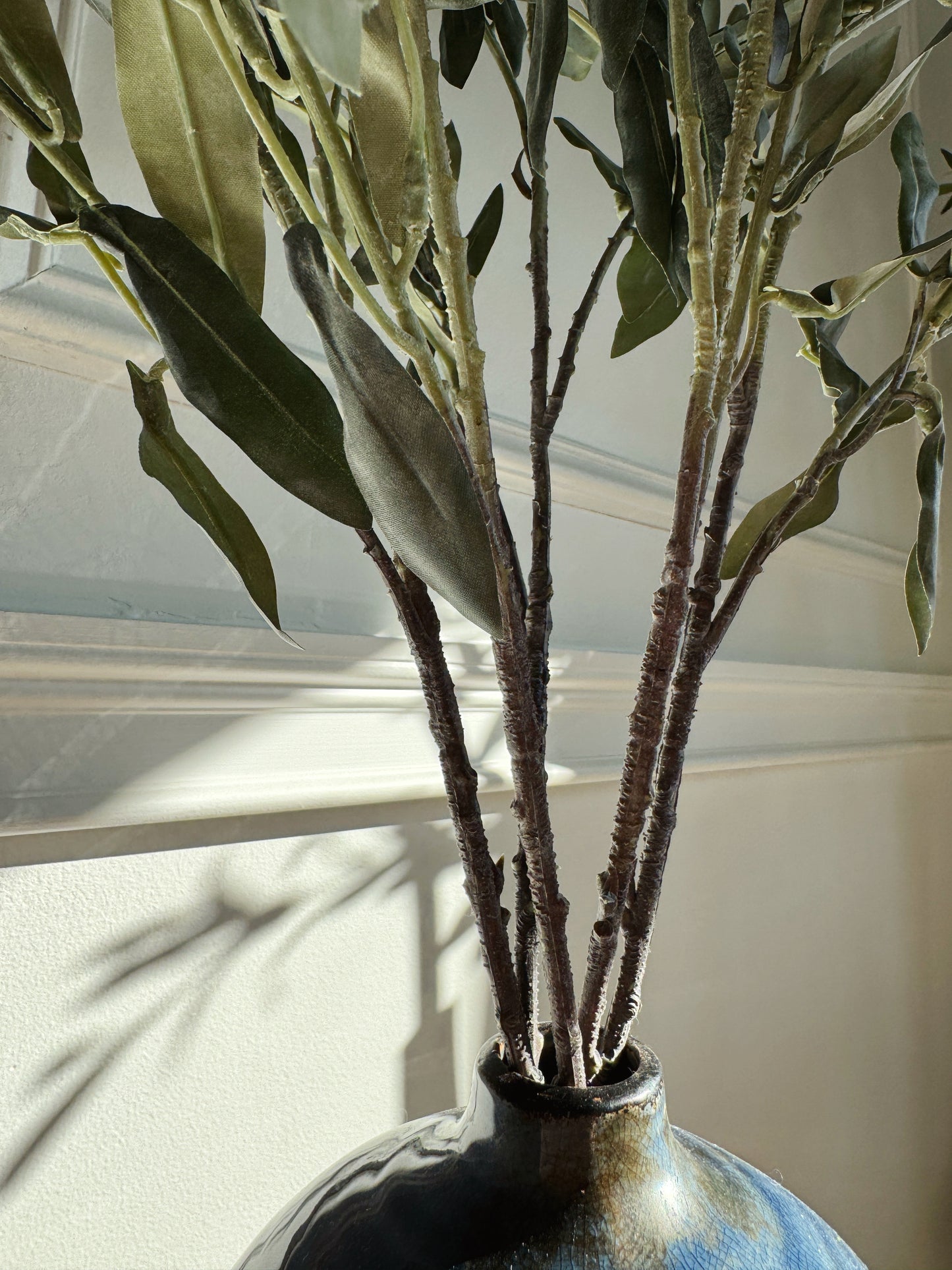 44" Grey-Green Olive Leaf Branch