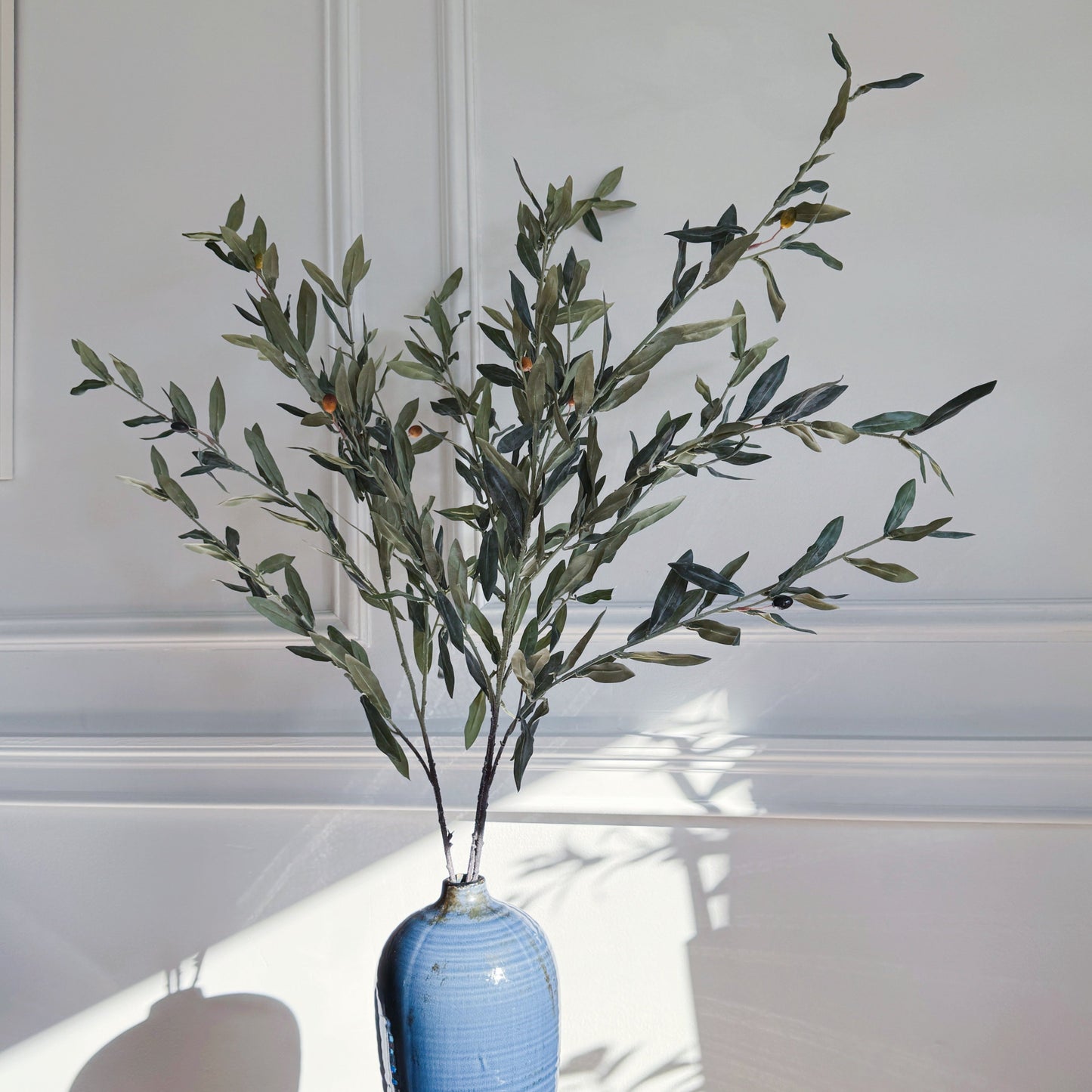 44" Grey-Green Olive Leaf Branch