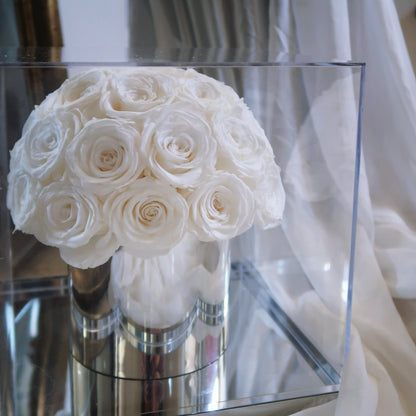 White Preserved Real Rose Bouquet | Eternity Rose Bouquet