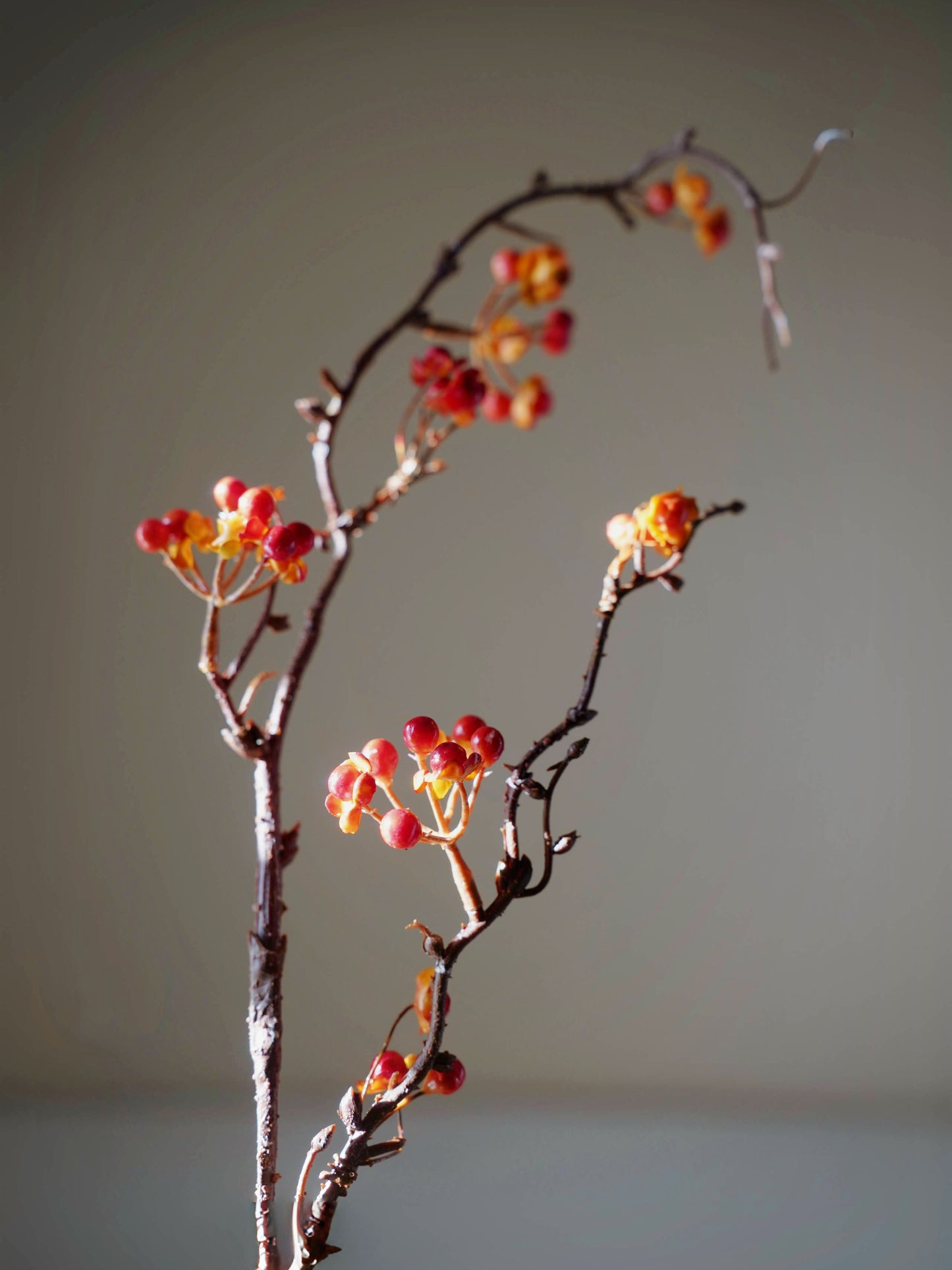 Artificial realistic red winterberry branch fall winter home decor faux branch with berries