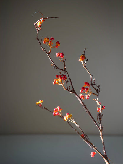 Artificial realistic red winterberry branch fall winter home decor faux branch with berries