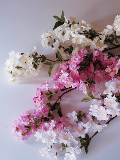 Realistic Artificial Cherry Blossom Branches Faux White Cherry Blossom Stems Home Decor