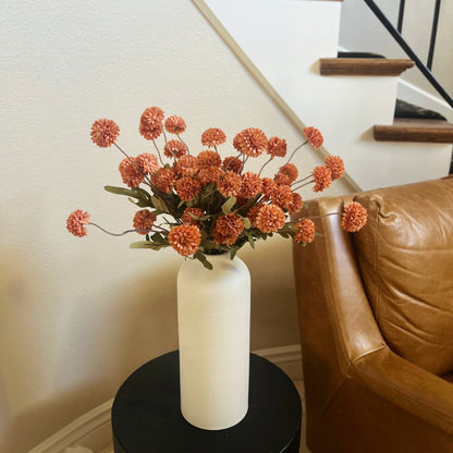 Artificial Kiku Flowers Faux Dandelion Flower Bouquet for Fall Winter Home Decor and Gifting Ideas Holiday Decor Gift for Her Orange Kiku Flowers