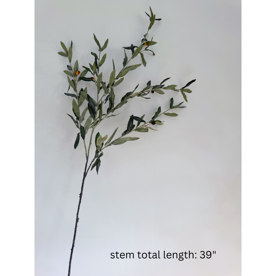 44" Grey-Green Olive Leaf Branch